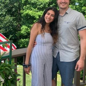 White and blue romper